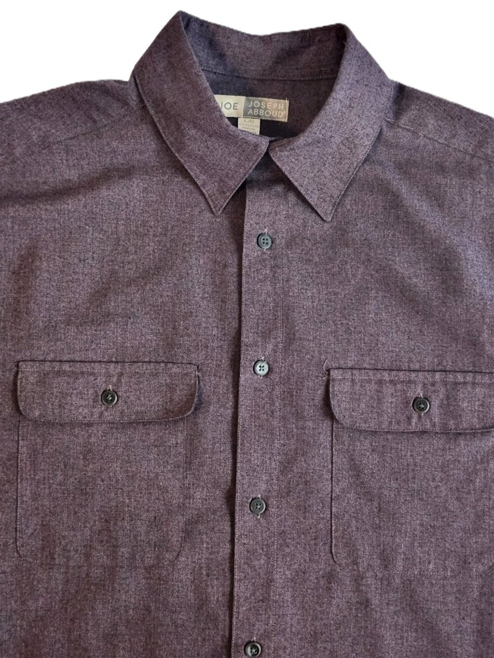 Joseph Abboud Button‑Up Shirt – L – Mauve Charcoal Textured Long Sleeve